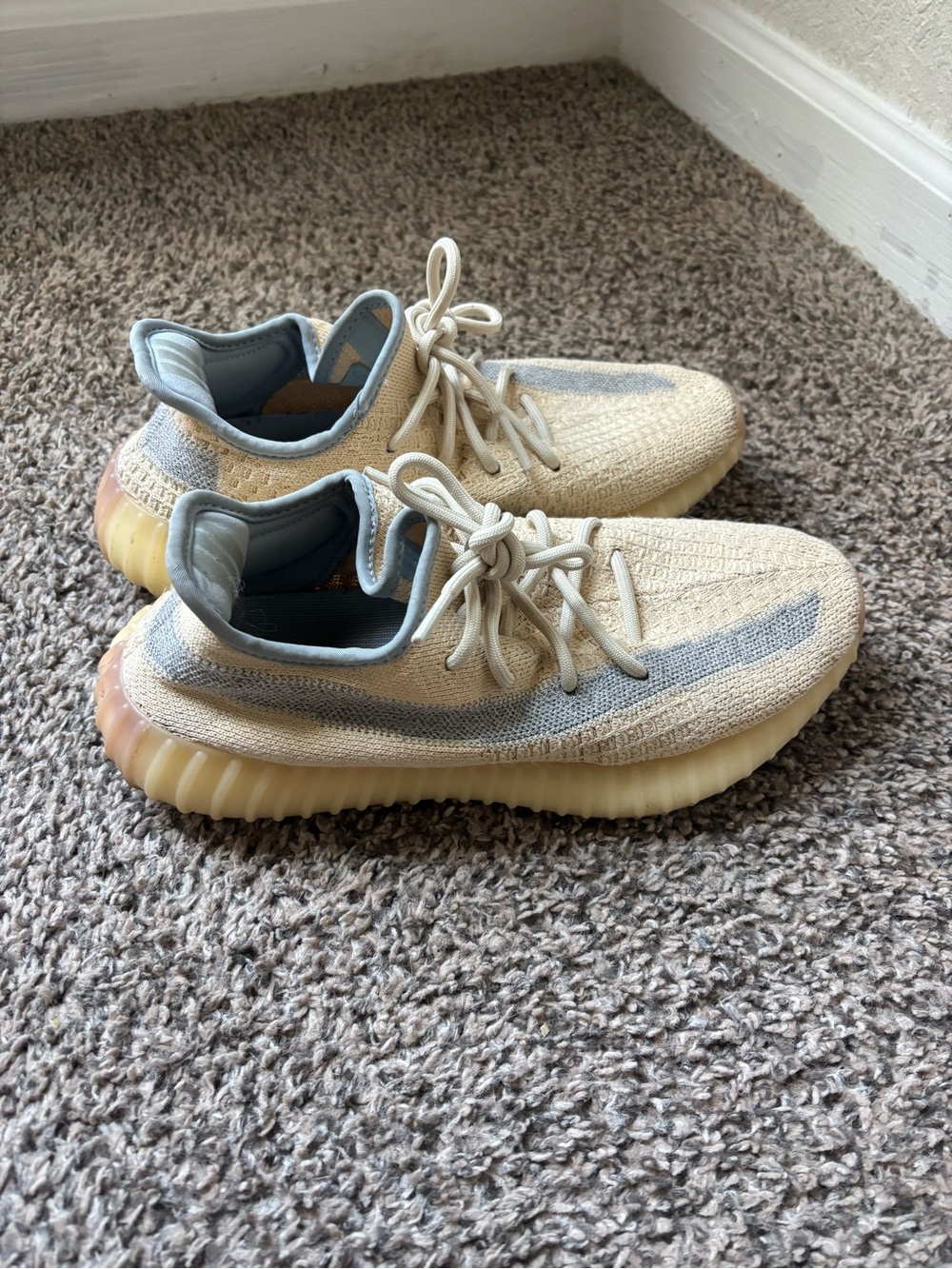 Kids Cream & Light Blue Knit Sneakers